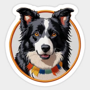 Border Collie Embroidered Patch Sticker